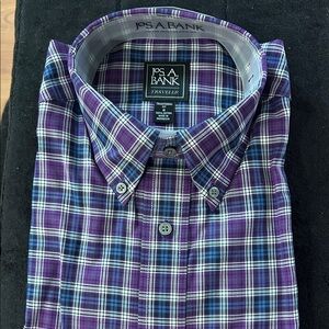 Jos. A. Bank Purple and Blue Plaid Button-Down Shirt